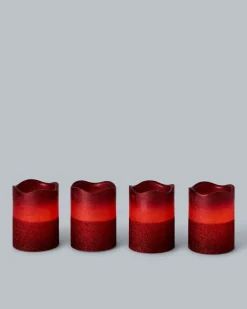 Clearance LED-Stumpenkerzen in Metallic-Glitzer, 4tlg. Dekoration