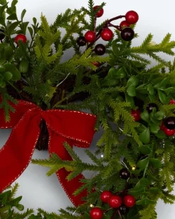 Outlet LED-Türkranz Herz mit Beeren Dekoration