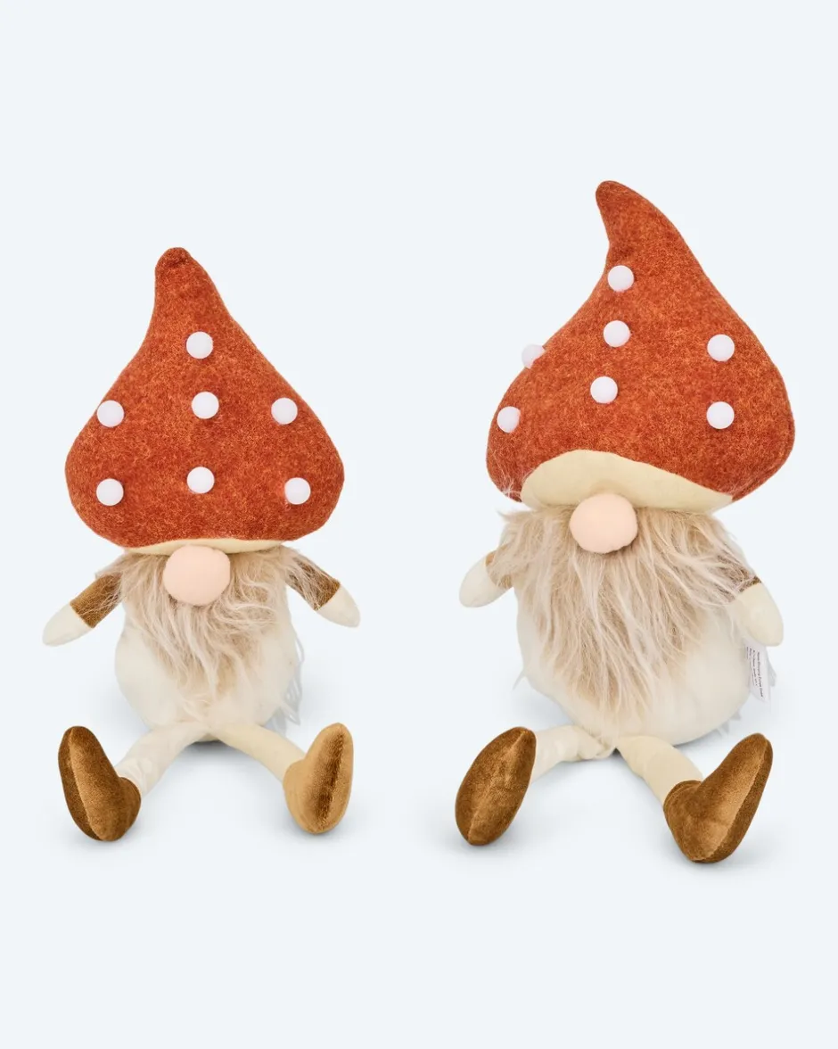 LED-Wichtel mit Pilzmütze, 2tlg. Dekoration