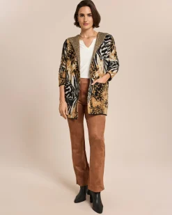 Clearance Long-Cardigan mit Animal-Jacquard Strickware
