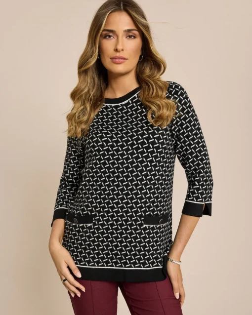New Midi-Pullover Jacquard-Strick Strickware
