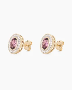 Outlet Ohrstecker mit Malawi Granat + Brillant Ohrringe