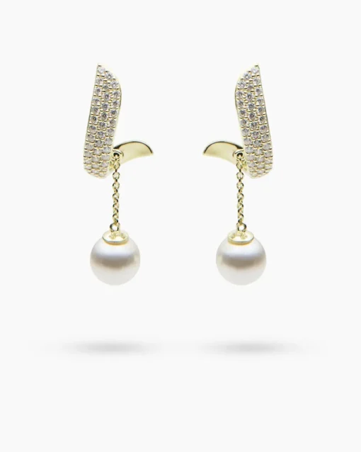 Hot Ohrstecker MK-Perle 9 mm & Zirkonia Ohrringe