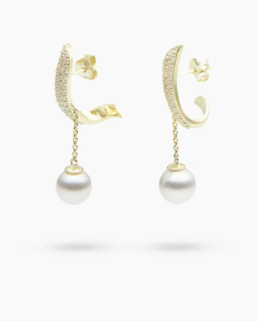 Hot Ohrstecker MK-Perle 9 mm & Zirkonia Ohrringe