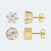 New Ohrstecker-Set mit Zirkonia, 2 Paar Ohrringe