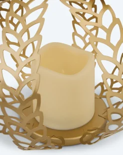 Outdoor Metallkürbis mit LED Kerze Dekoration