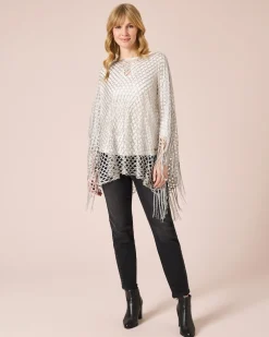 Hot Poncho mit Fransen Strickware