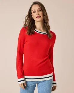 Discount Pullover gestreifte Rippe mit Rundhalsausschnitt Strickware