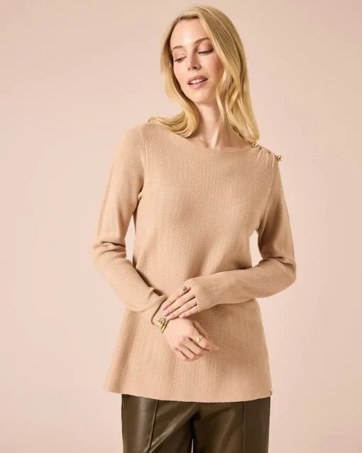 Hot Pullover mit Broschendetail Strickware