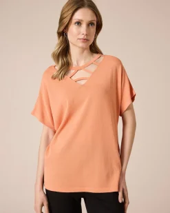 Hot Pullover mit Cut-Outs am Ausschnitt Strickware