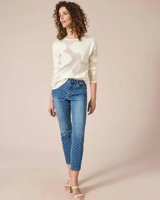 Sale Pullover mit floralem Lochmuster Strickware