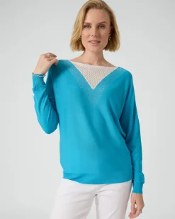 Clearance Pullover mit Glanzgarn-Ajour-Einsatz Strickware