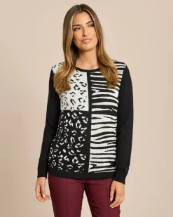 Clearance Pullover mit Jacquard Muster Animal Strickware