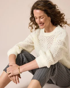 Outlet Pullover mit Lochstruktur Strickware