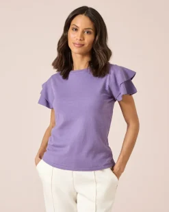 Clearance Pullover mit Volantärmeln Strickware