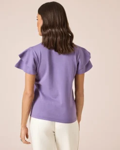 Clearance Pullover mit Volantärmeln Strickware