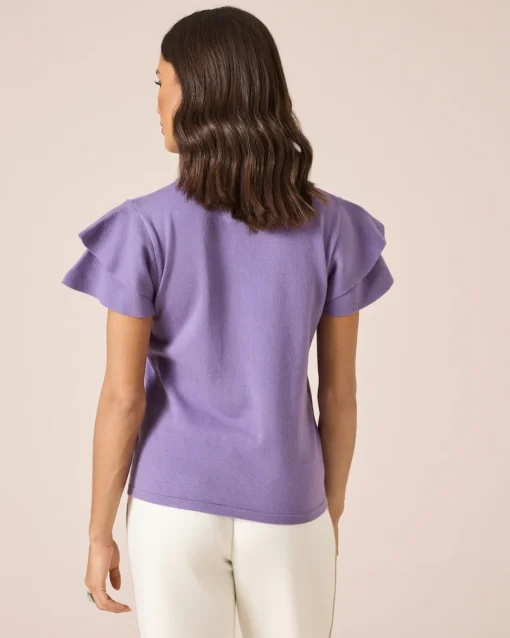 Clearance Pullover mit Volantärmeln Strickware