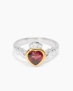 Online Ring "Herz" mit Peridot + Granat Ringe
