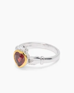 Online Ring "Herz" mit Peridot + Granat Ringe