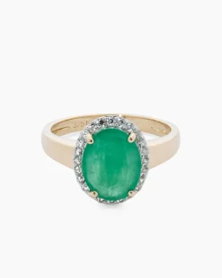 Ring mit Sambia Smaragd und Zirkon Ringe