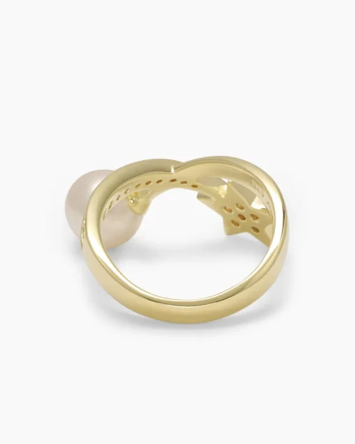 Online Ring "Stern" mit MK-Perle 8 mm und Zirkonia Ringe