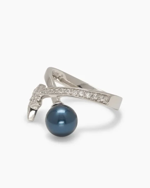 Online Ring "Stern" mit MK-Perle 8 mm und Zirkonia Ringe