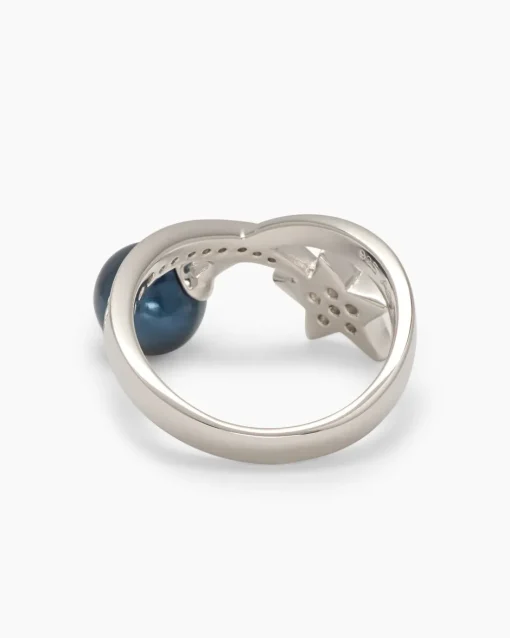 Online Ring "Stern" mit MK-Perle 8 mm und Zirkonia Ringe