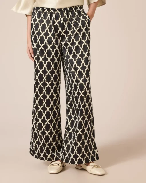 Sale Satinhose mit Print Hosen
