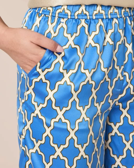 Sale Satinhose mit Print Hosen