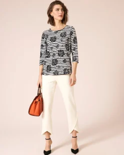 Outlet Shirt mit Blumen- und Streifendruck Shirts & Tops