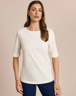 Outlet Shirt mit langem Halbarm und Umschlag Shirts & Tops