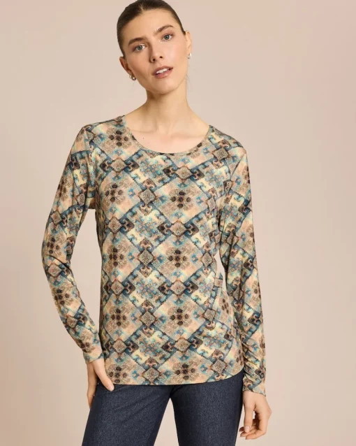 Online Shirt mit Mosaik-Druck, Rundhals Shirts & Tops