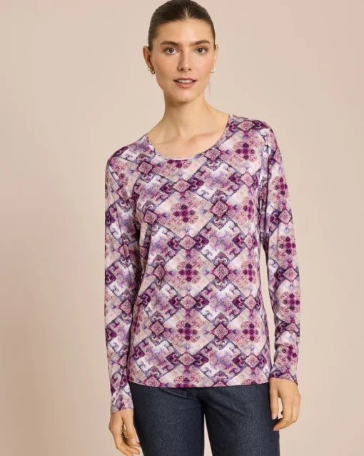 Online Shirt mit Mosaik-Druck, Rundhals Shirts & Tops