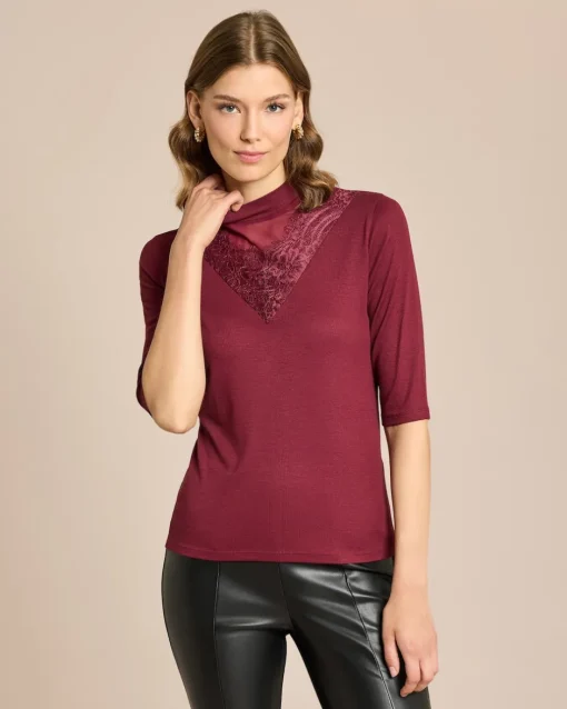Outlet Shirt mit Spitze und Stehkragen Shirts & Tops