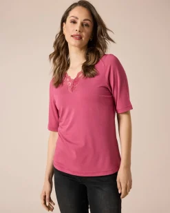 Outlet Shirt mit Spitzenbesatz Shirts & Tops