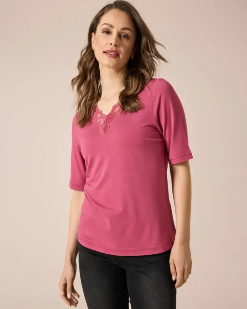 Outlet Shirt mit Spitzenbesatz Shirts & Tops