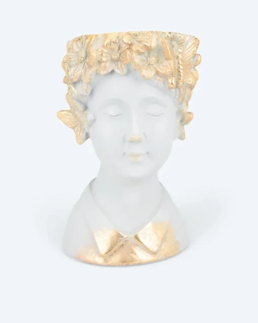 Clearance Skulptur-Blumentopf "Kopf mit Goldornamenten" Dekoration