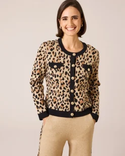 Discount Strickcardigan mit Leomuster Strickware
