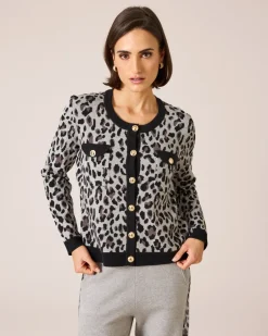 Discount Strickcardigan mit Leomuster Strickware