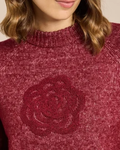 Sale Strickpullover mit Blumenstickerei Strickware