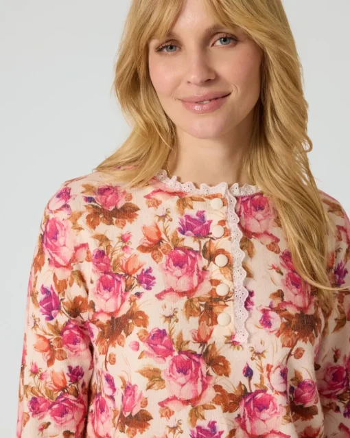 Sale Strickpullover mit Blumendruck Strickware