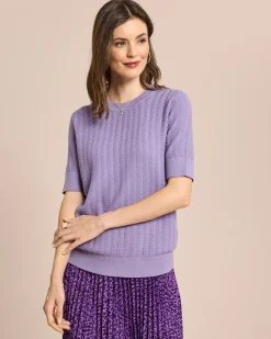 Hot Strukturierter Kurzarm Pullover Strickware