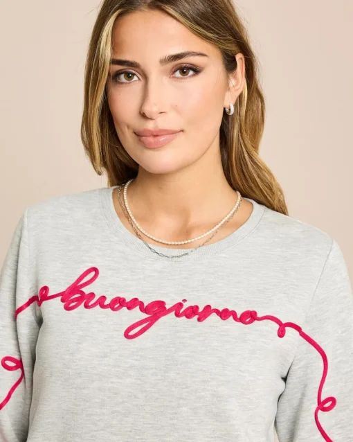 Clearance Sweatshirt mit "Buongiorno" Stickerei Shirts & Tops