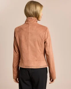 Hot Velourlederimitat Jacke, Oesenbesatz Jacken & Mäntel
