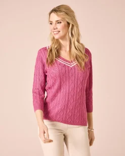 Zopfpullover mit V-Ausschnitt Strickware