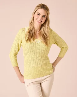 Zopfpullover mit V-Ausschnitt Strickware