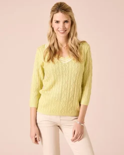 Zopfpullover mit V-Ausschnitt Strickware